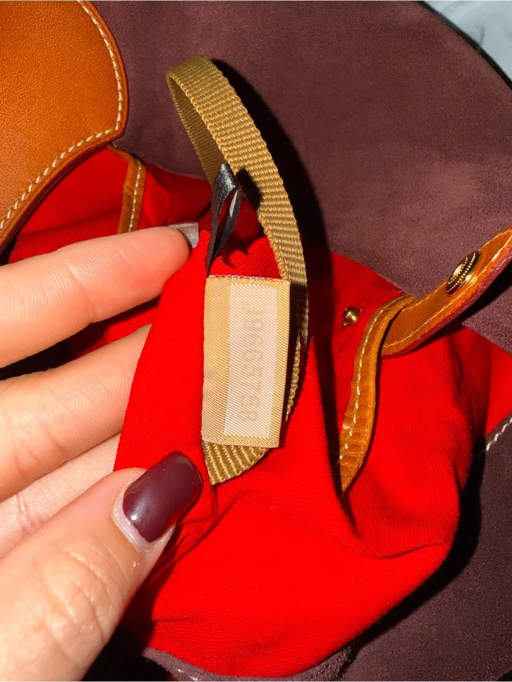 Dooney & Bourke Burgundy Suede Hobo with Tan Leather Trim